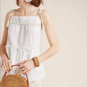 ANTHROPOLOGIE White April Tied Top Size L